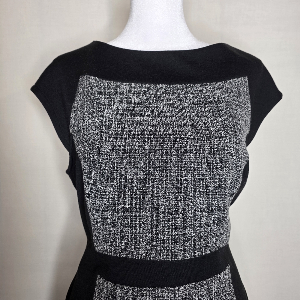 Anne Klein Womens Black Gray Tweed Dress Knee Length Business Casual Size 6 - Picture 4 of 7